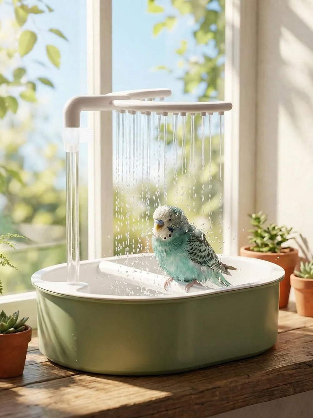 Tcwhniev Electric Parakeet Bird Bath